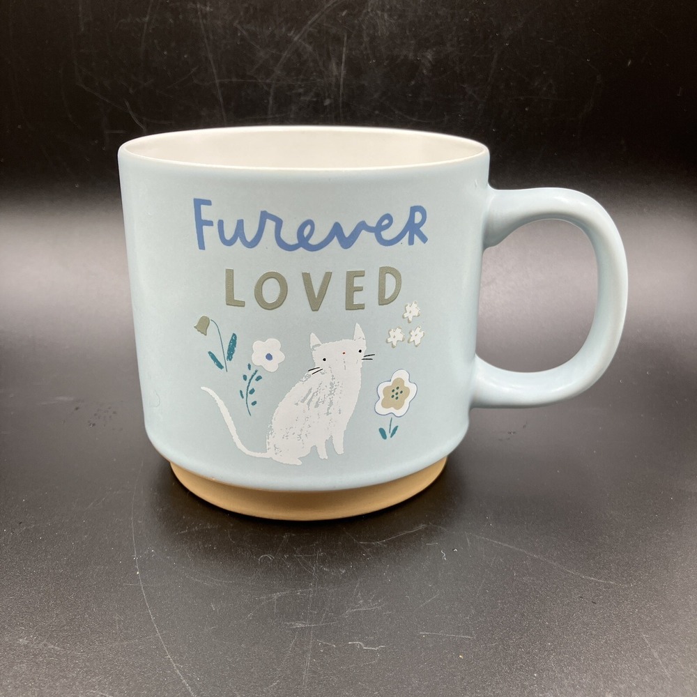 FRINGE Coffee Tea Cup Mug "Furever Loved" Cats 16 Fluid Ounces Preowned Unused‎